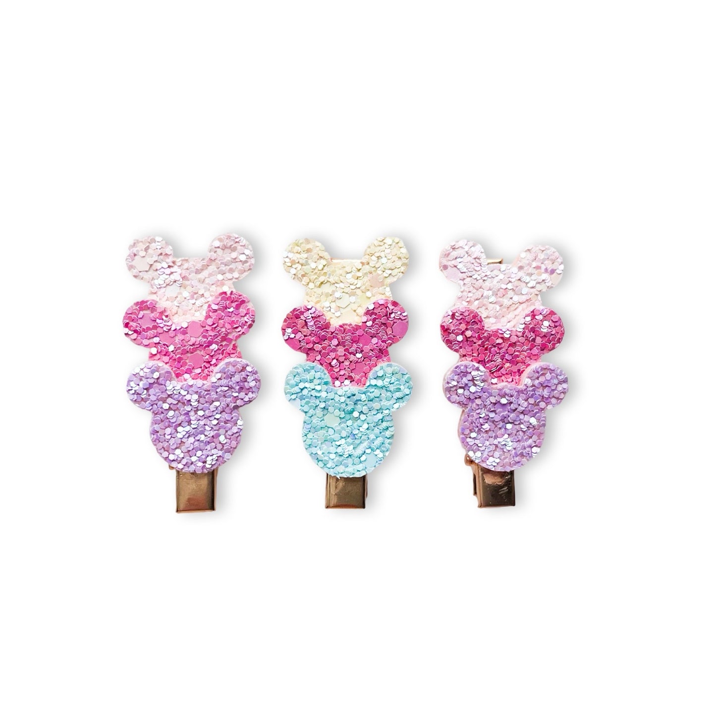 Alligator Bar Clips - Glitter Rainbow Mouse