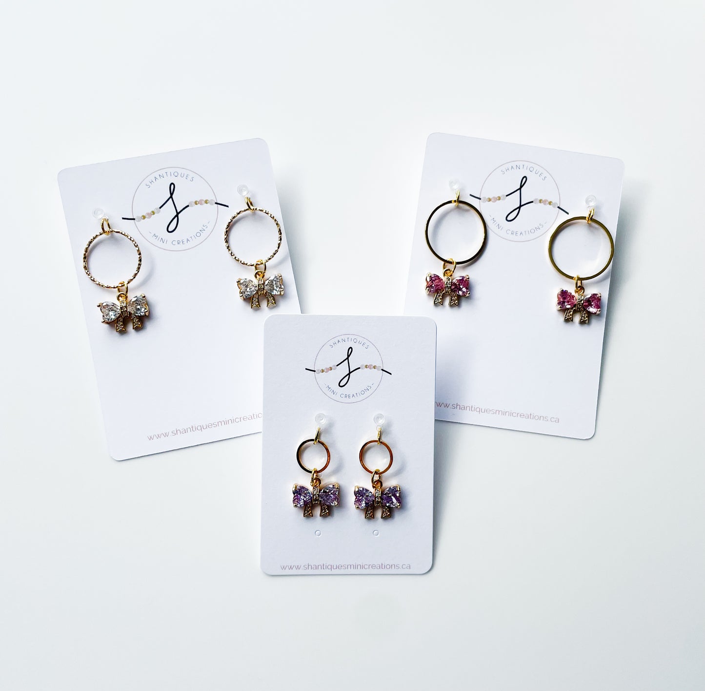 Dangle Earrings - 14K Gold Plated Glitter Bows