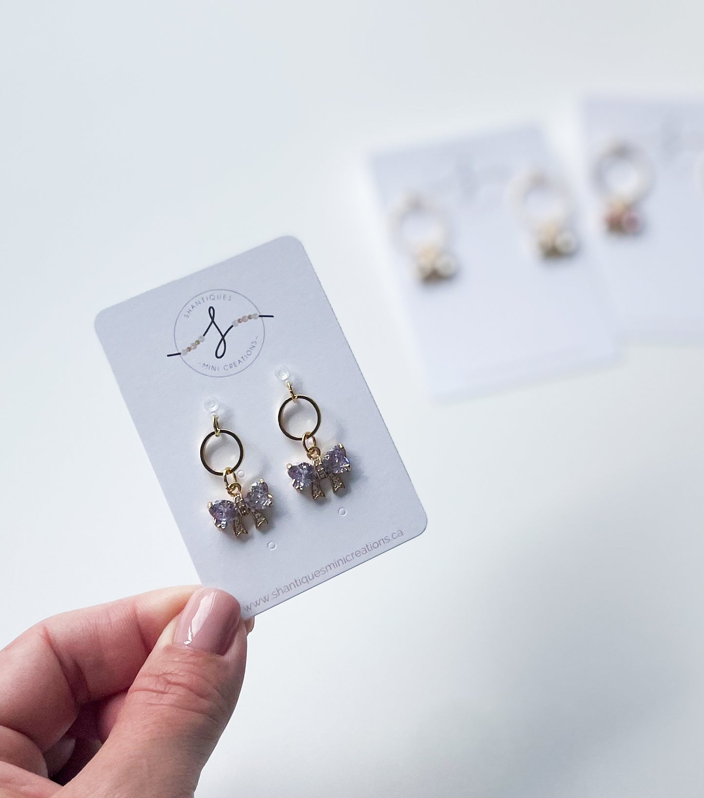 Dangle Earrings - 14K Gold Plated Glitter Bows