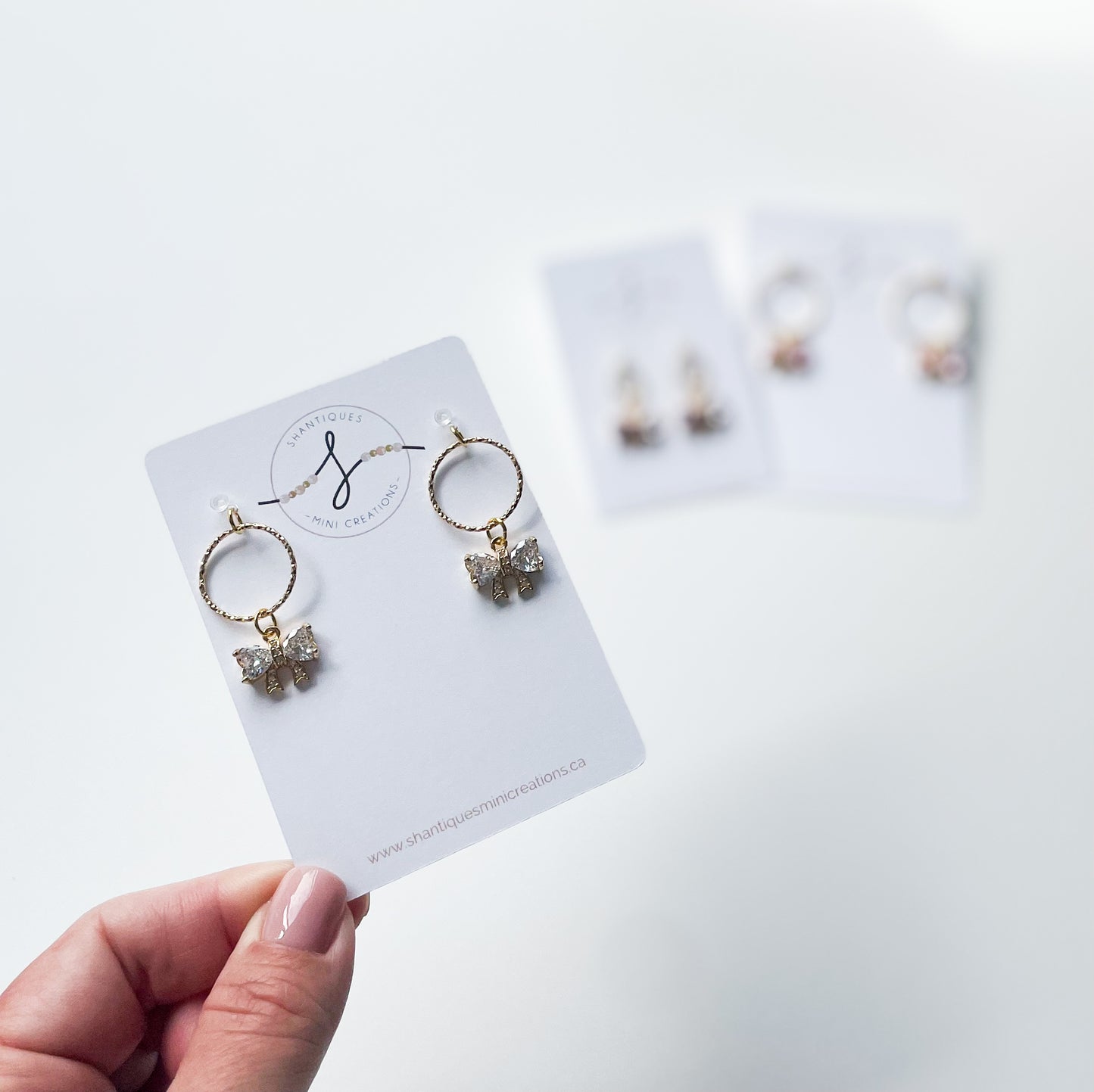 Dangle Earrings - 14K Gold Plated Glitter Bows