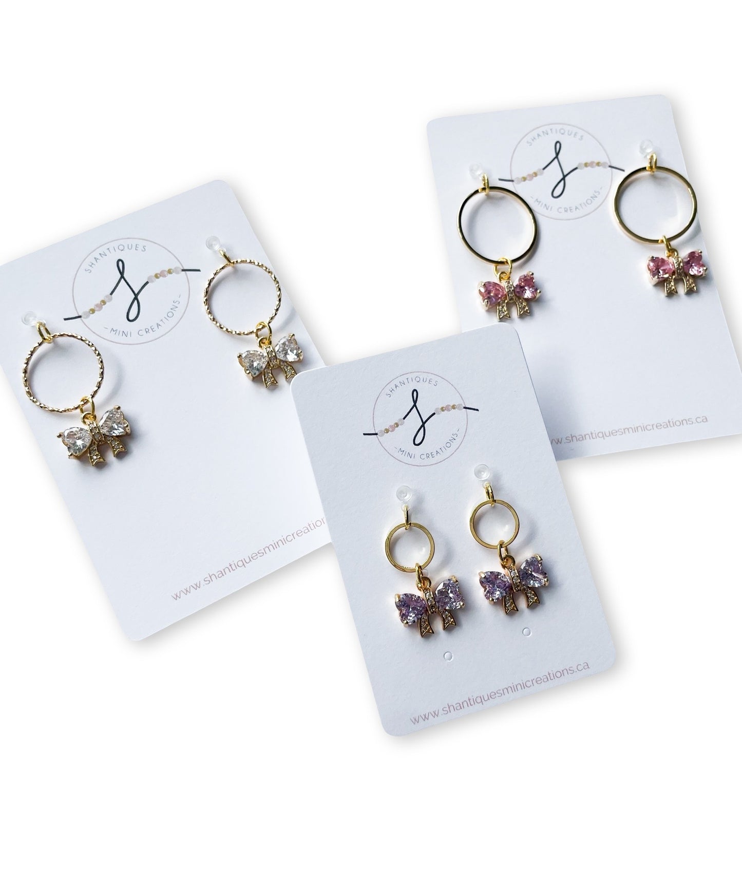 Dangle Earrings - 14K Gold Plated Glitter Bows