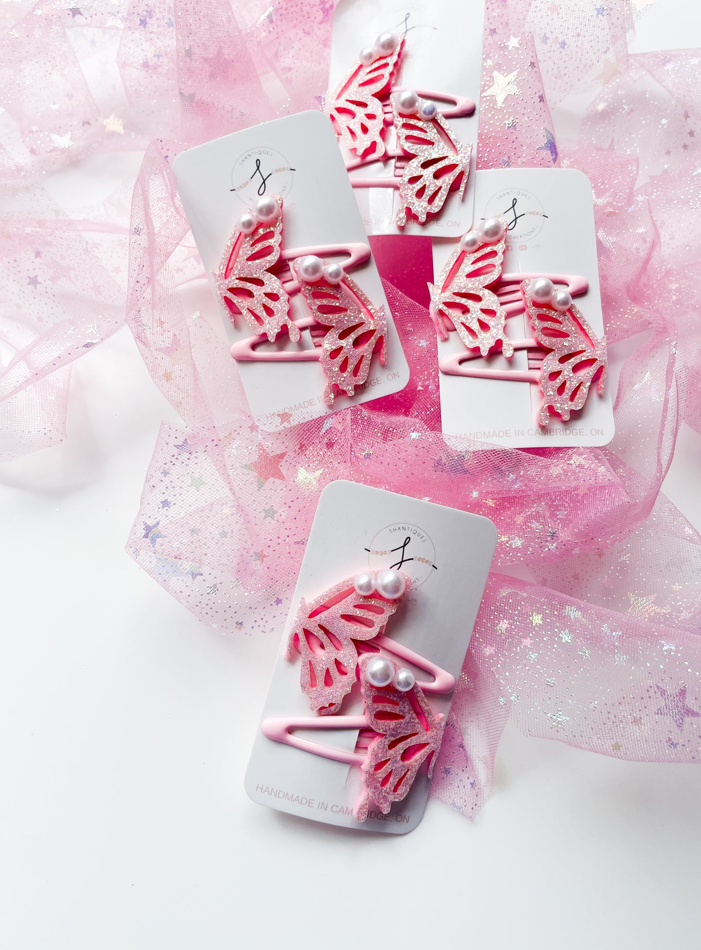 Snap Clip Sets - Glitter Pearl Butterfly