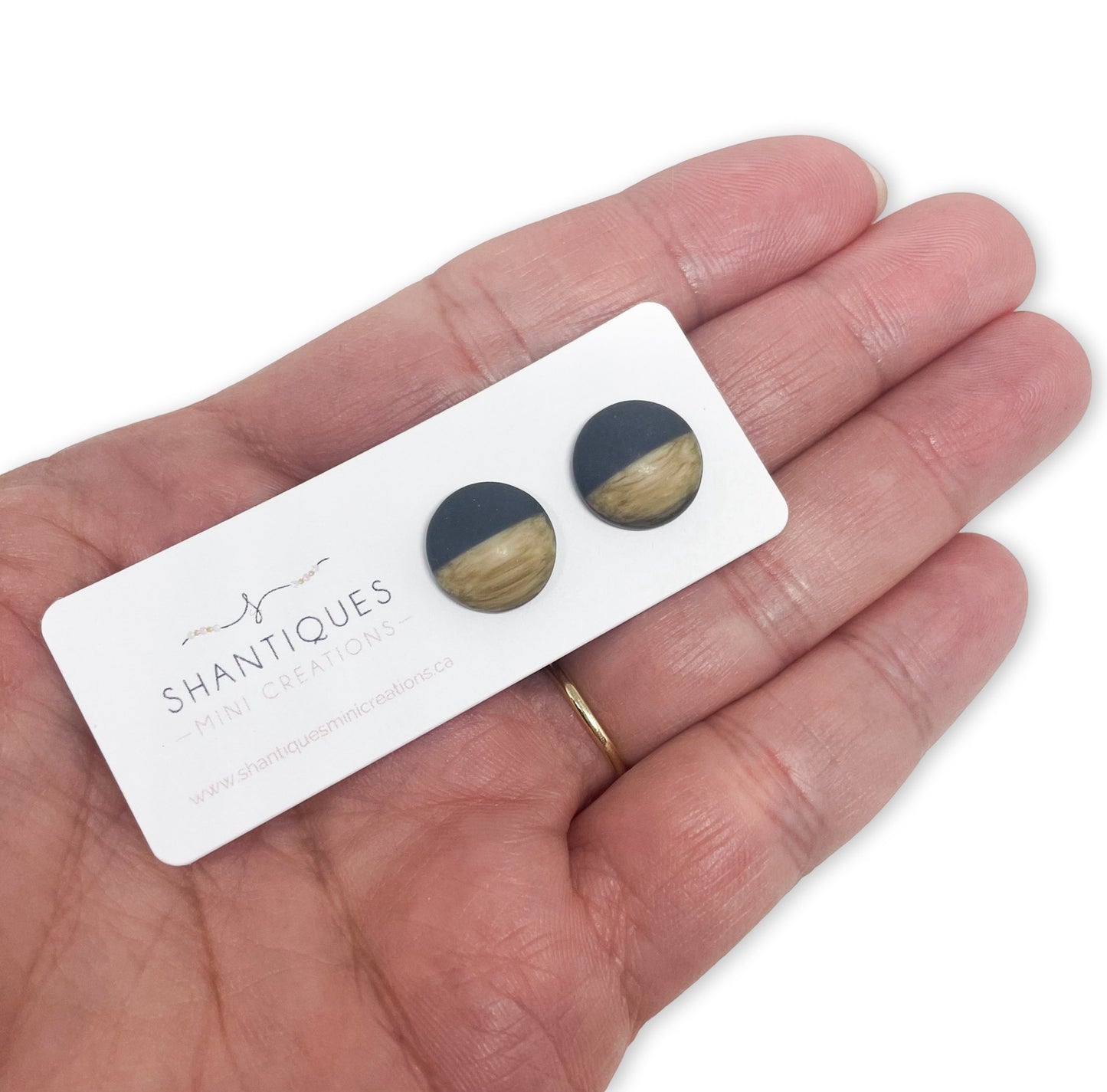 Medium Wood Grain Circles - Earrings