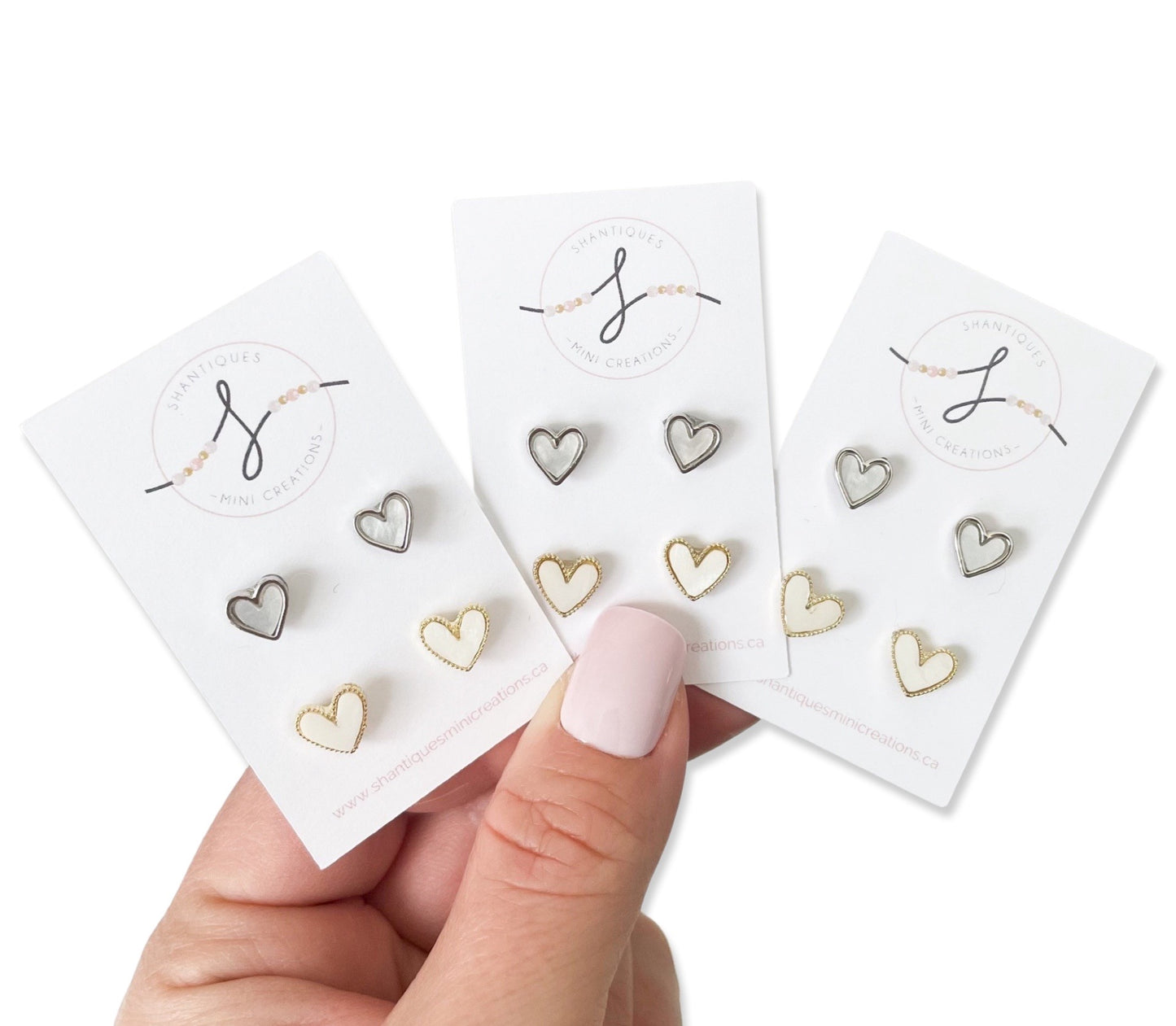 White Hearts - Duo Earrings