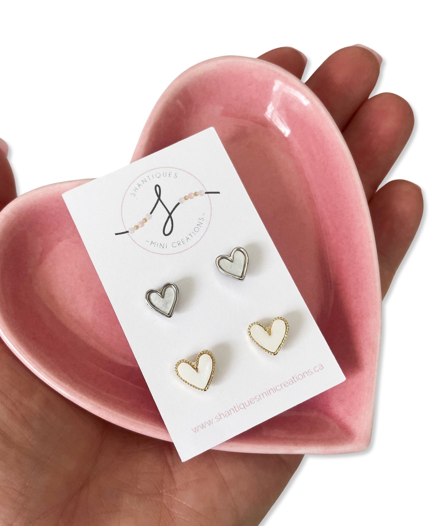 White Hearts - Duo Earrings