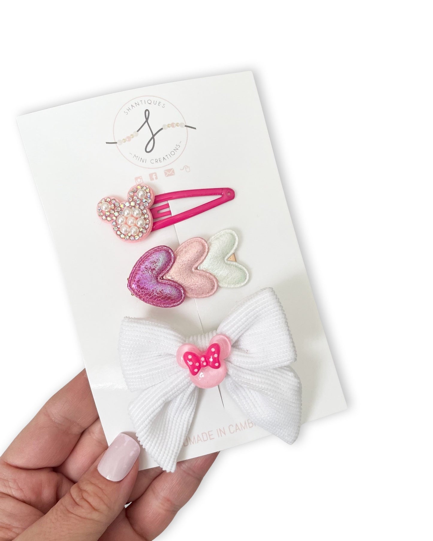 Hearts - Trio Bow / Hair Clip Sets