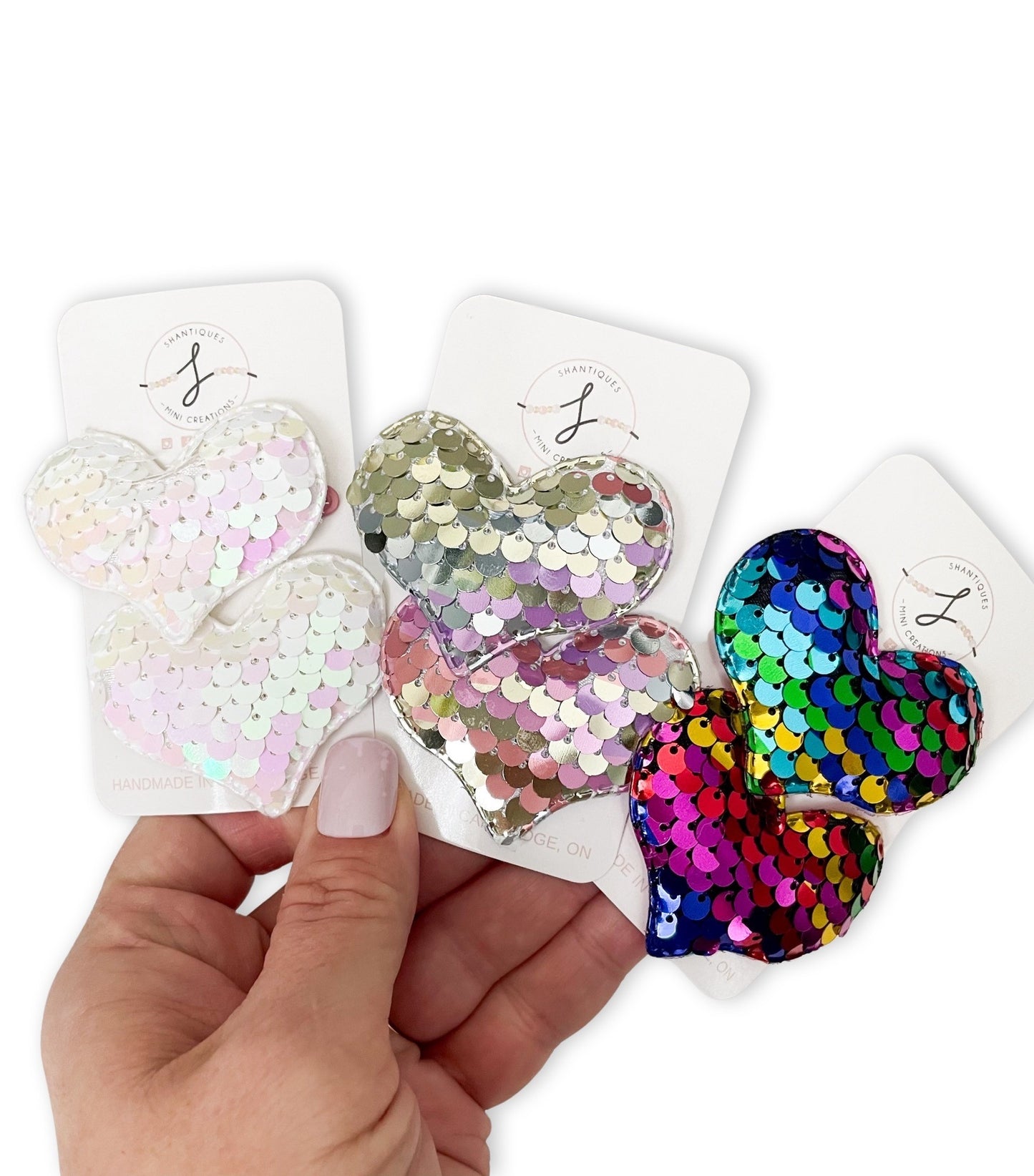 Sequin Hearts - Snap Clip Sets