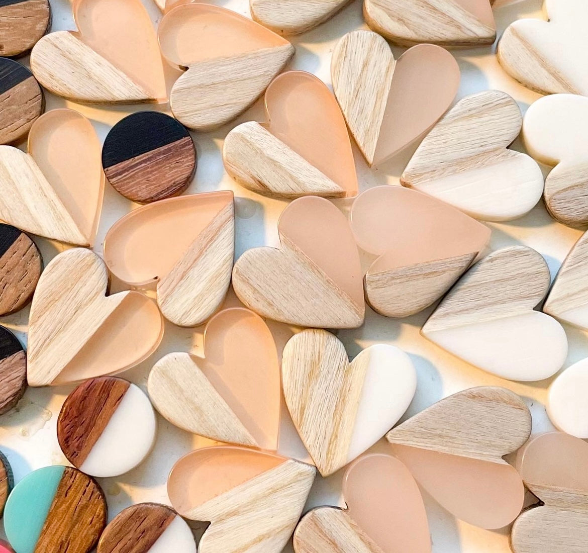 Wood Grain Hearts - Earrings