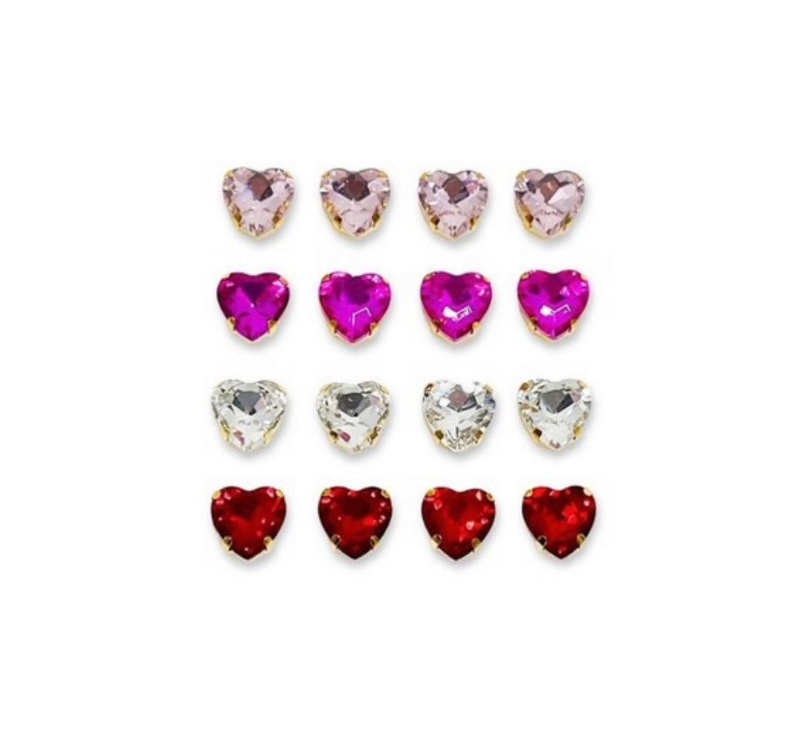 Earrings - Rhinestone Hearts