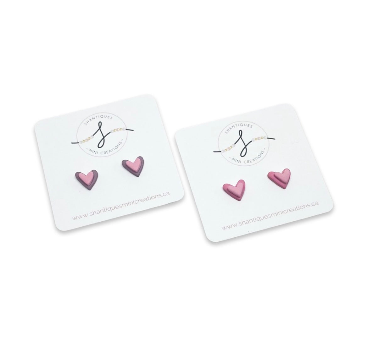 Earrings - Polymer Clay Hearts & Rainbows