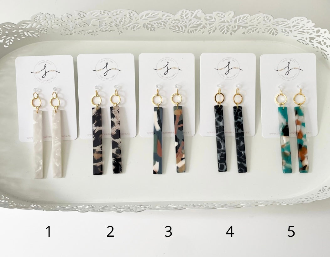 Long Resin Bars - Dangle Earrings