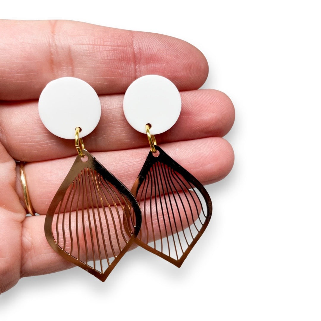 Metal Leaves - Dangle Earrings