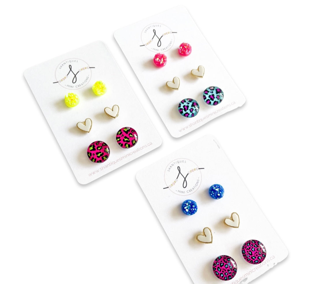 Trio Earrings - Neon Fun