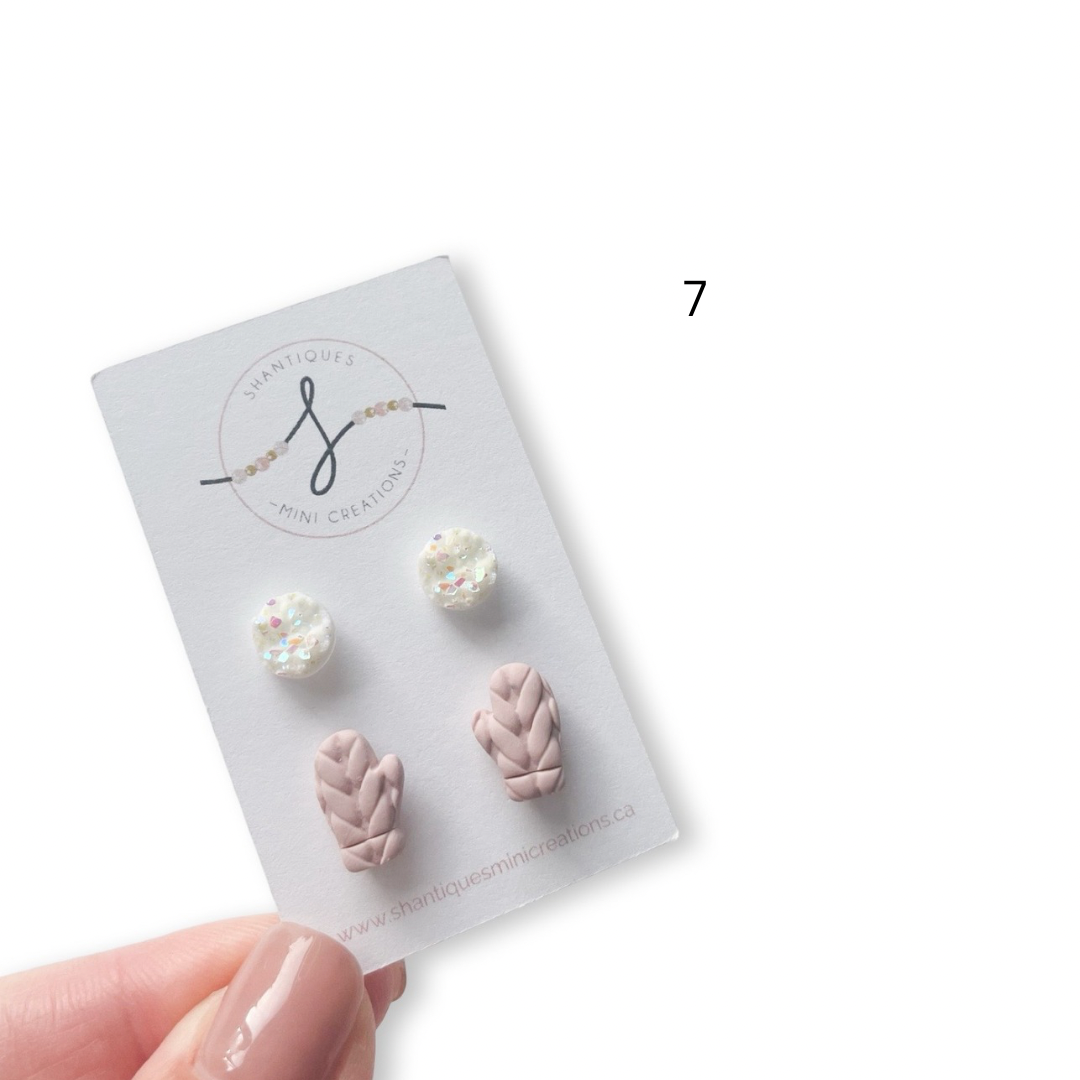 Duo Earrings - Winter Polymer Clay