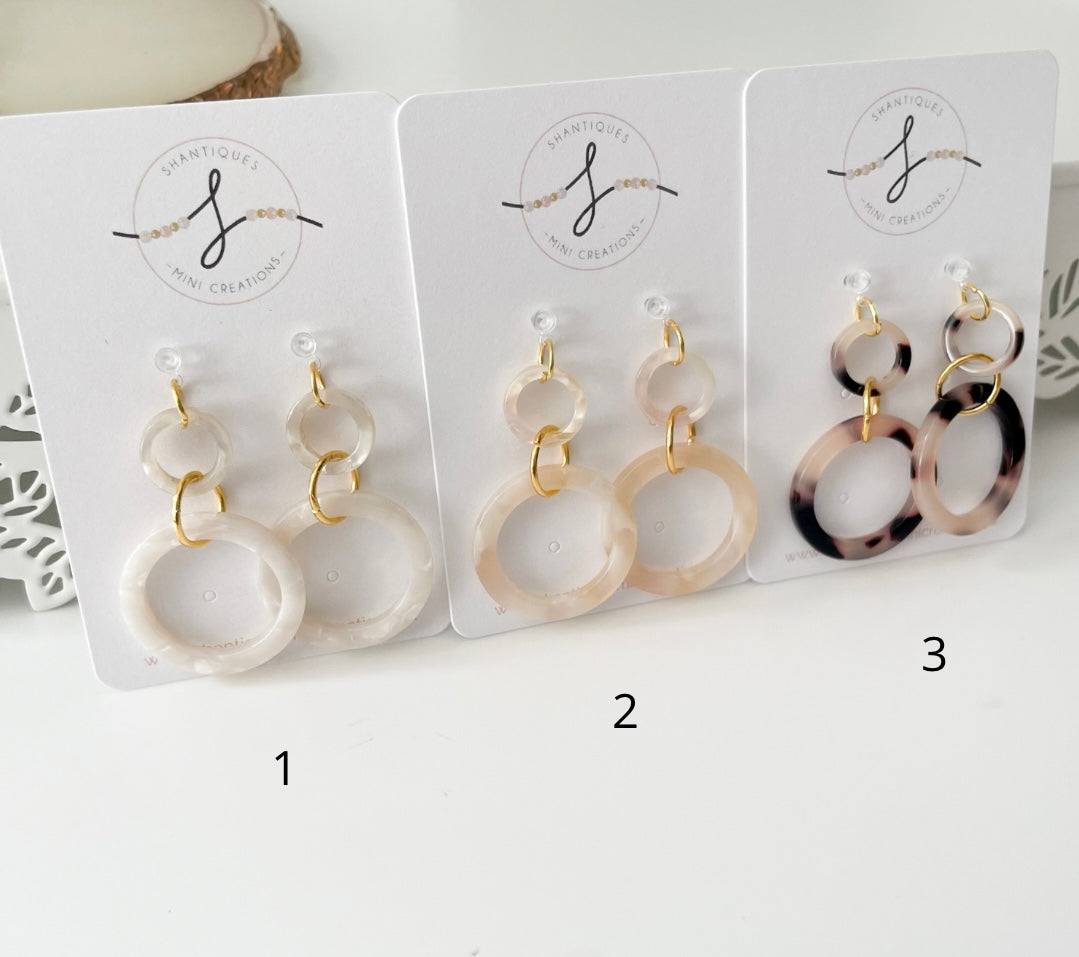 Resin Circle Drops - Dangle Earrings