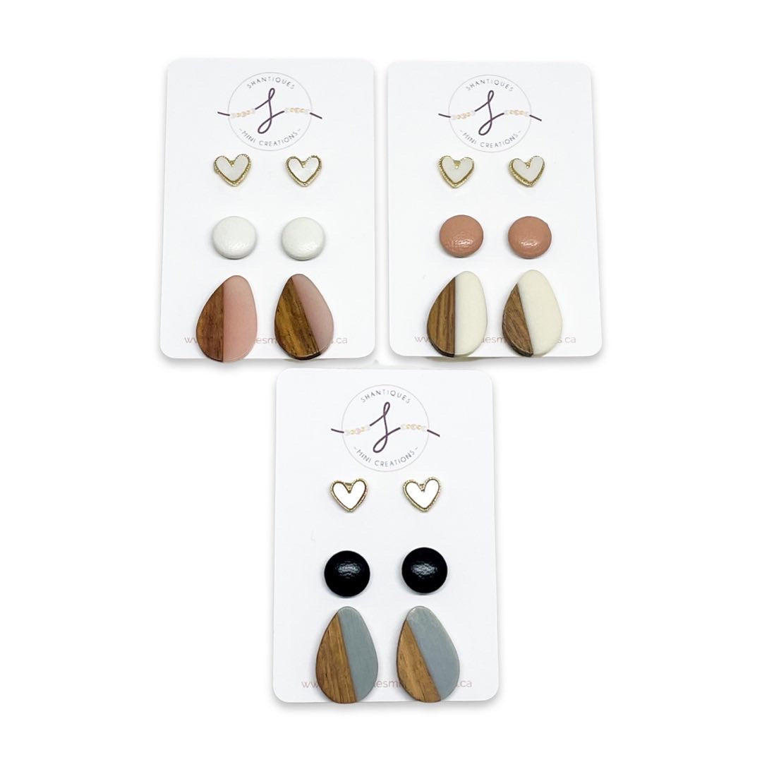Wood Grain - Trio Earrings
