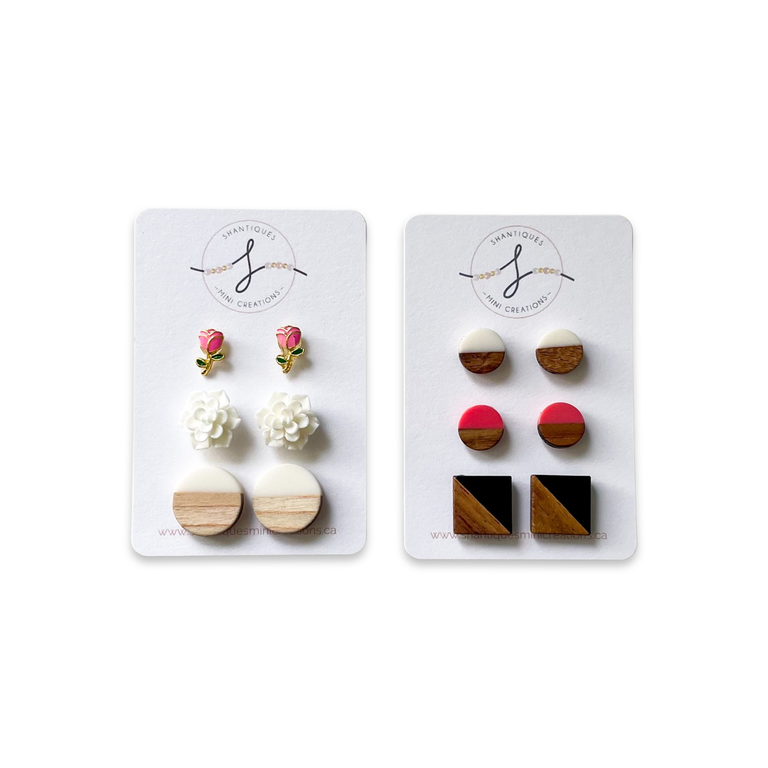 Wood Grain - Trio Earrings