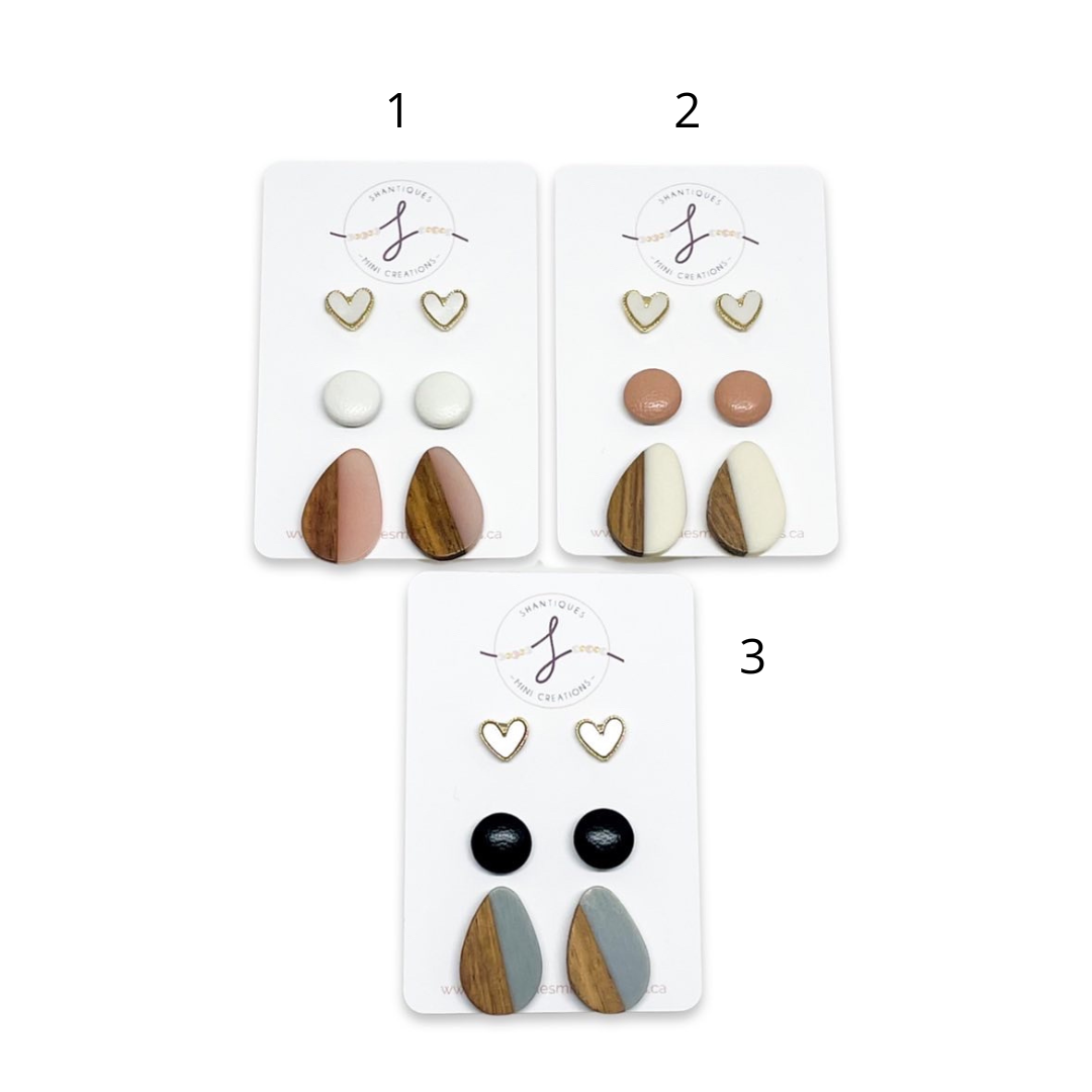 Wood Grain - Trio Earrings