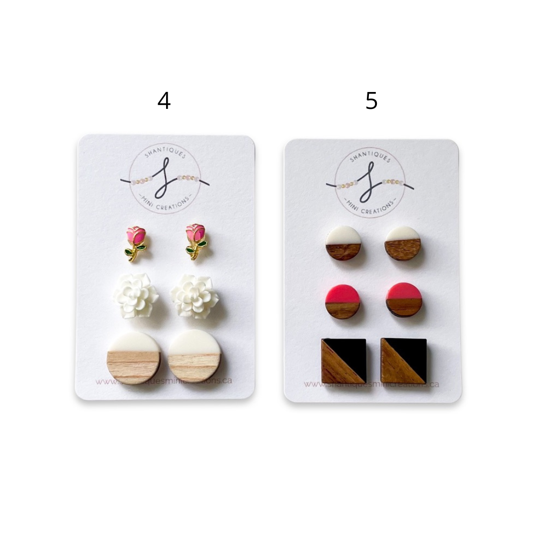 Wood Grain - Trio Earrings