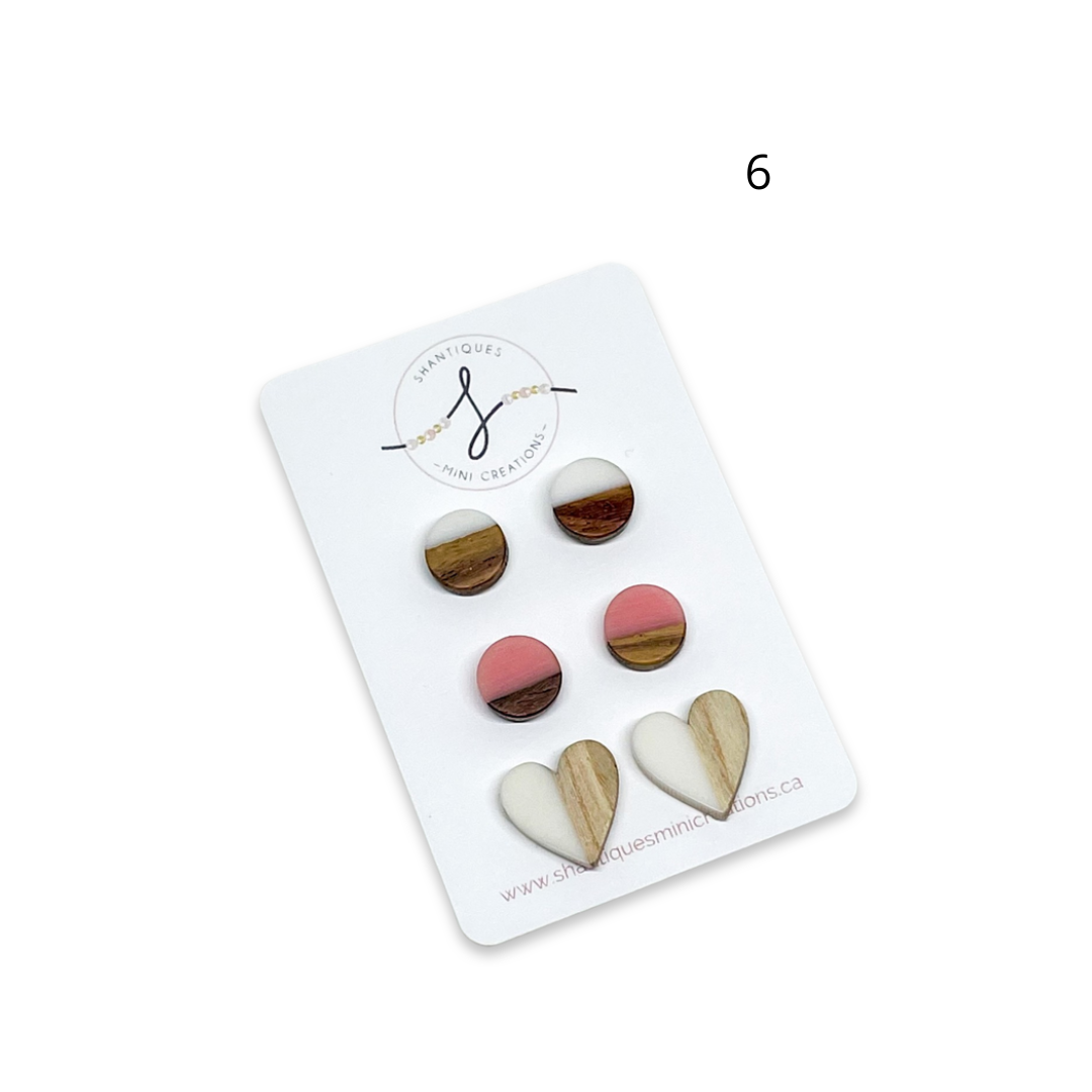 Wood Grain - Trio Earrings