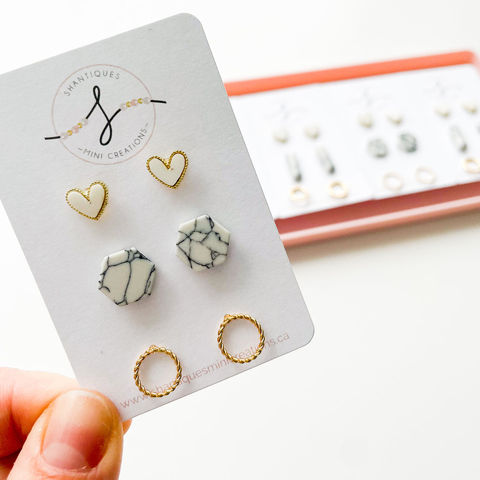 14K Gold Plated - Trio Earrings