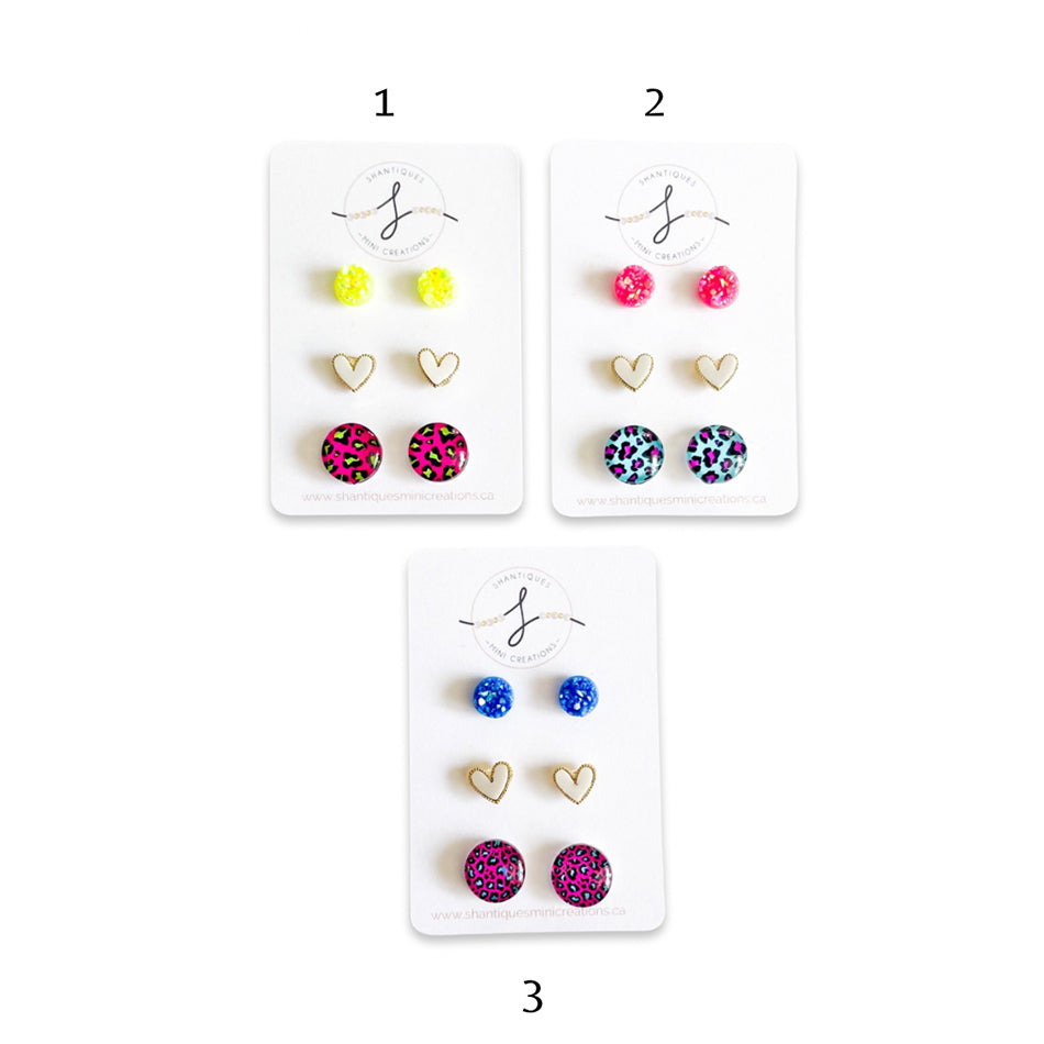 Trio Earrings - Neon Fun