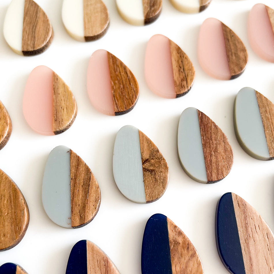 Wood Grain Teardrops - Earrings