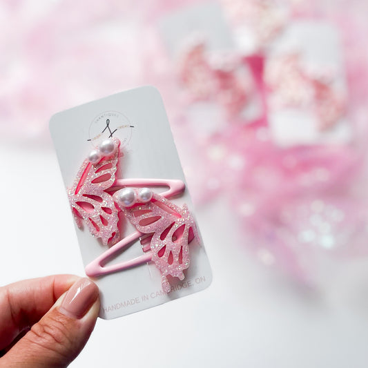 Snap Clip Sets - Glitter Pearl Butterfly