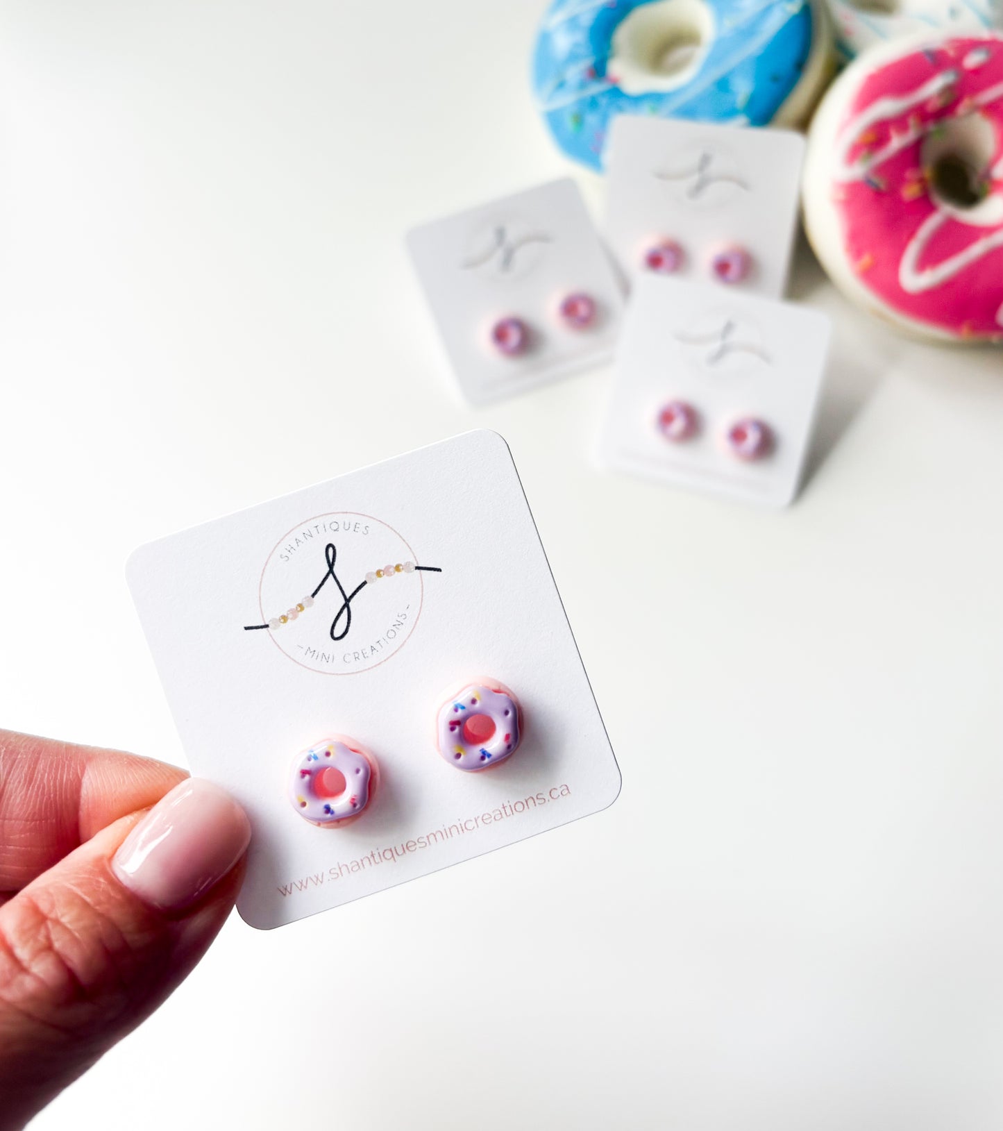 Earrings - Purple Sprinkle Donuts