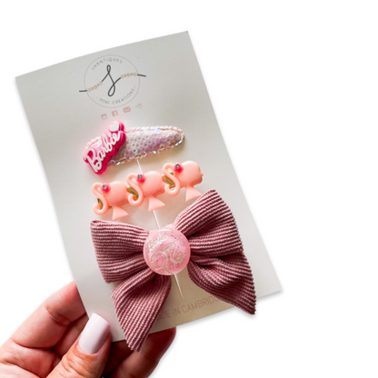 Dream Pink - Trio Bow / Hair Clip Sets