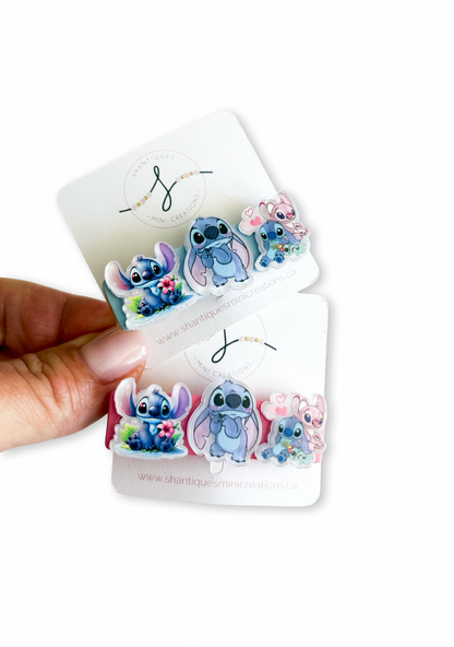 Alligator Bar Clips - Blue Hawaiian Character