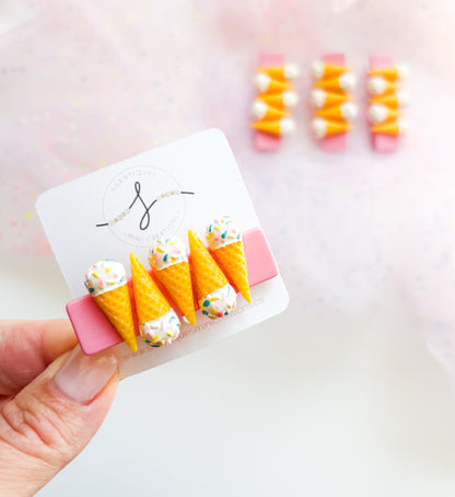 Alligator Bar Clips - Ice Cream Cones