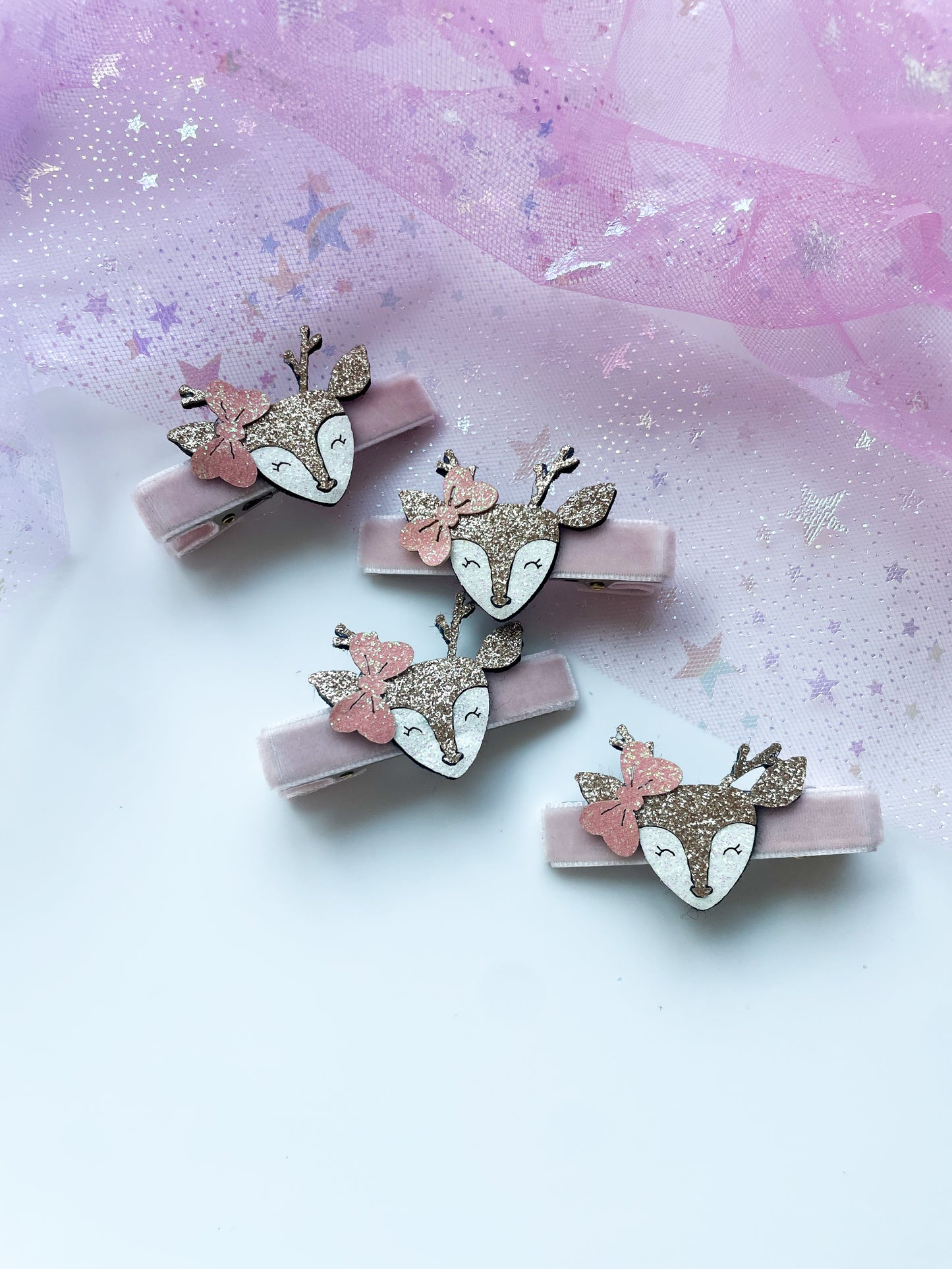 Alligator Bar Clips - Velvet Glitter Reindeer