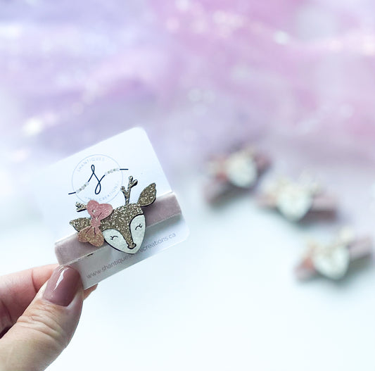 Alligator Bar Clips - Velvet Glitter Reindeer