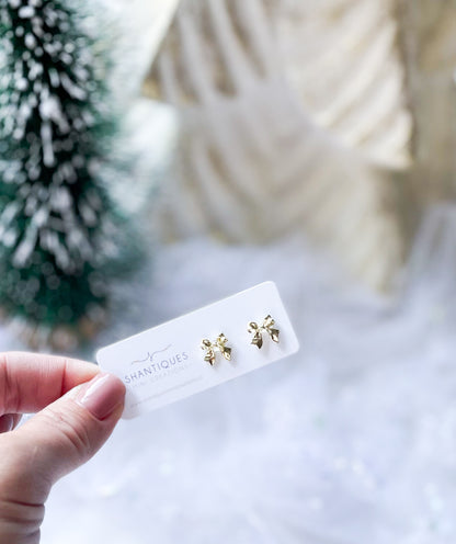 Earrings - Metallic Holiday Bows