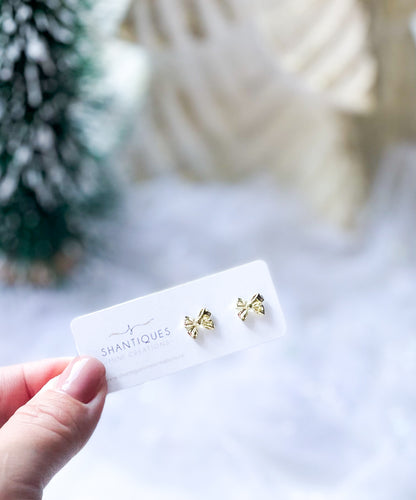 Earrings - Metallic Holiday Bows
