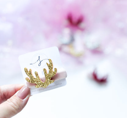 Alligator Bar Clips - Glitter Reindeer Antlers