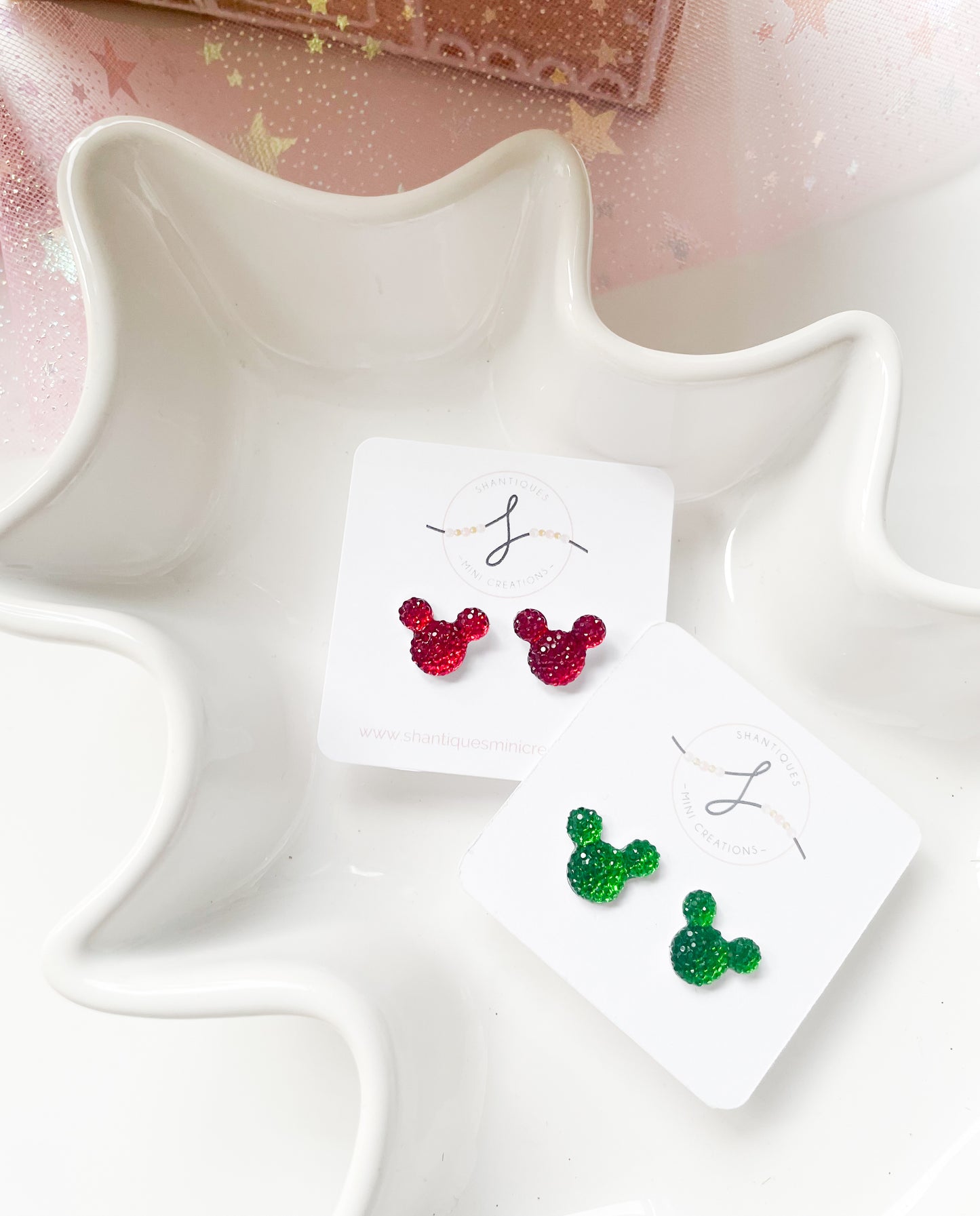 Holiday Diamond Mouse - Earrings