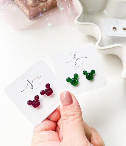 Holiday Diamond Mouse - Earrings