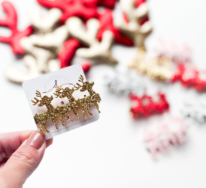 Alligator Bar Clips - Glitter Reindeers