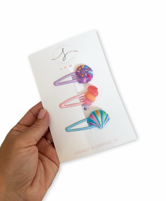 Trio Snap Clip Sets - Summer Seashells