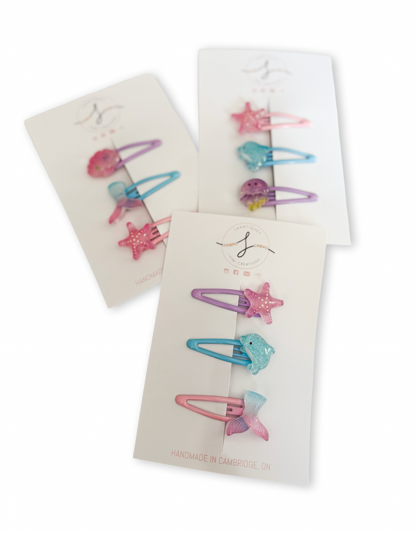 Trio Snap Clip Sets - Glittery Ocean Fun