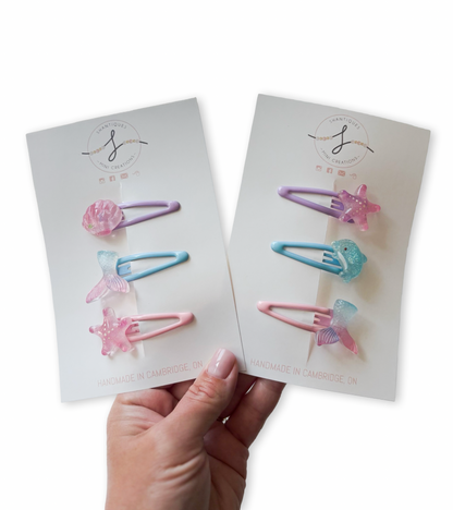 Trio Snap Clip Sets - Glittery Ocean Fun