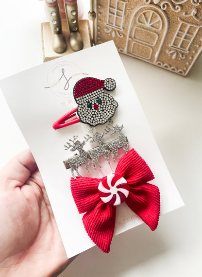 Christmas - Trio Bow / Hair Clip Sets