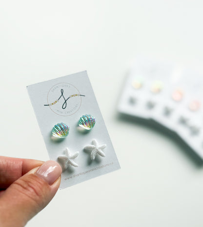 Duo Earrings - Shimmery Seashells