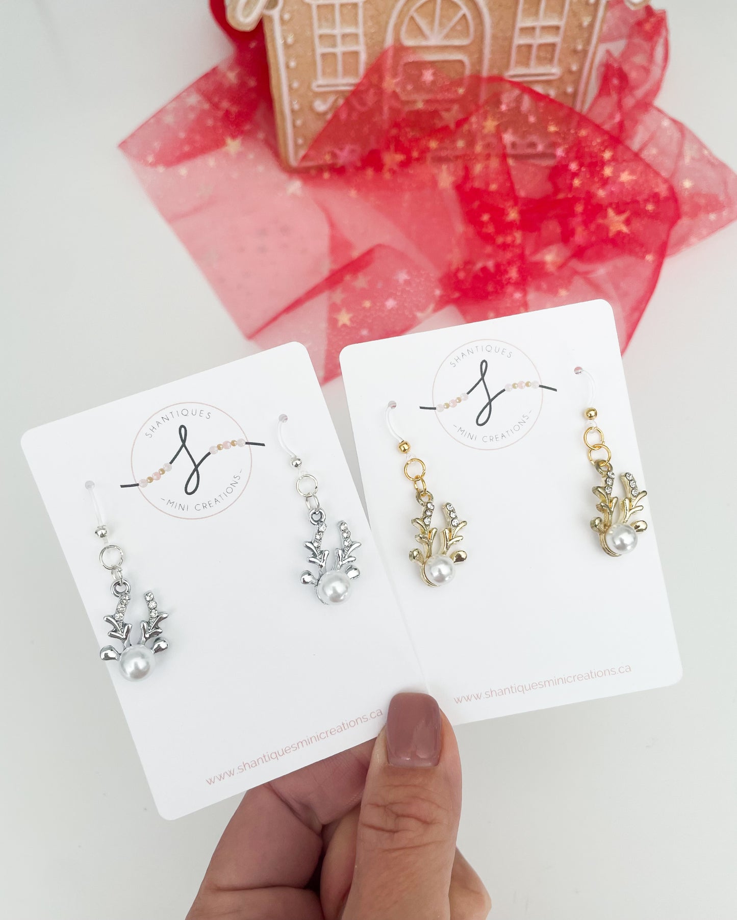 Glitter Reindeer - Dangle Earrings