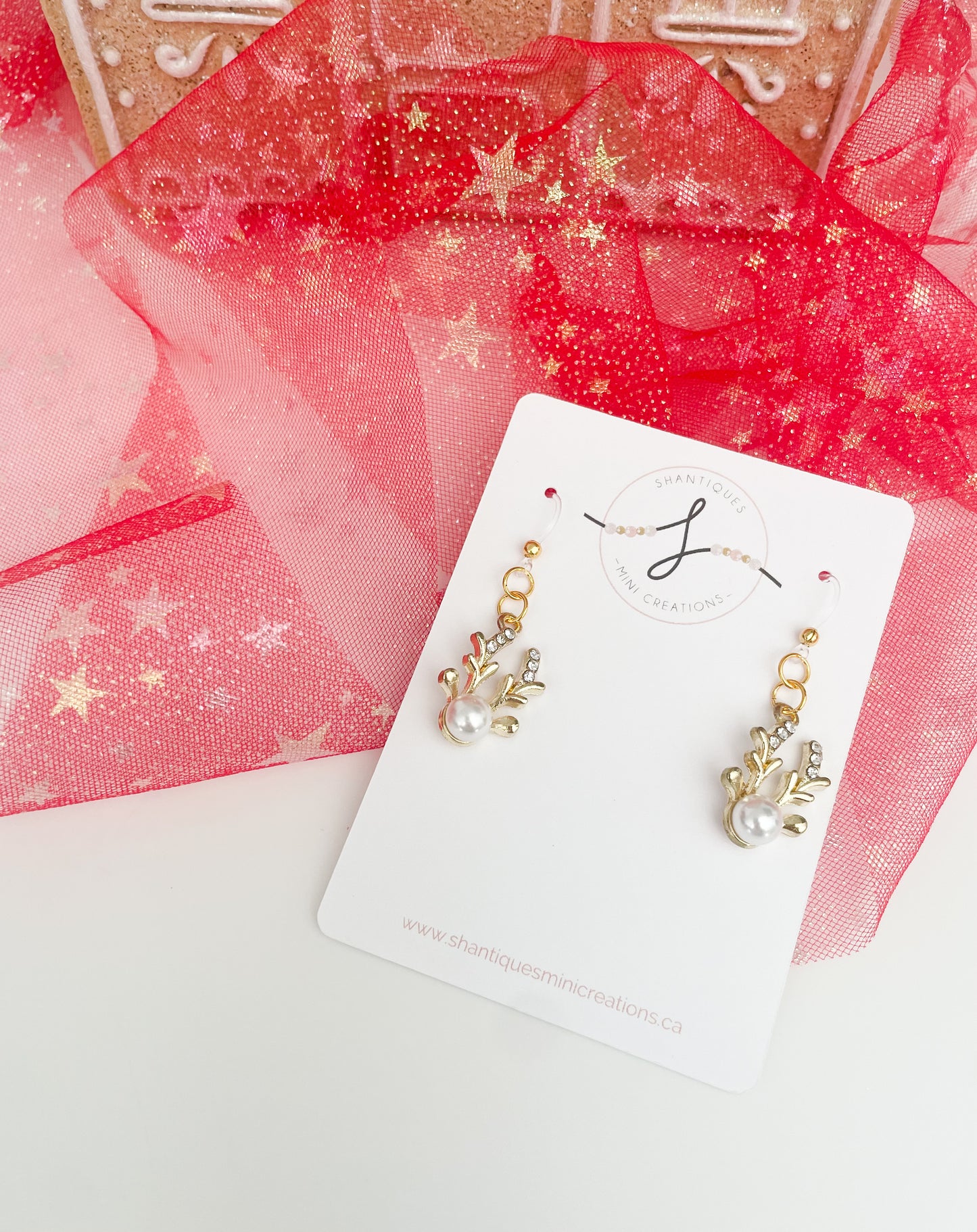 Glitter Reindeer - Dangle Earrings