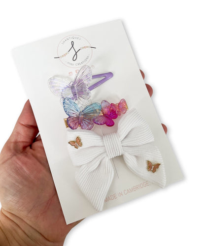 Butterflies - Trio Bow / Hair Clip Sets