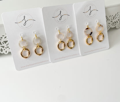 Resin Circles with 14K Gold Circles - Dangle Earrings