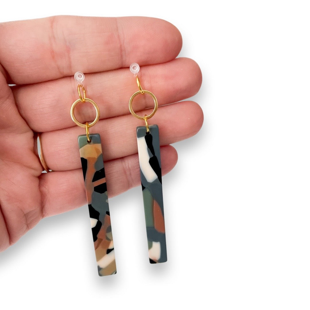 Long Resin Bars - Dangle Earrings